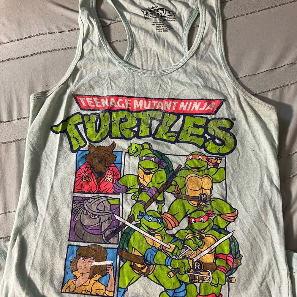 Green Tank Top with Teenage Mutant Ninja Turtles Graphic